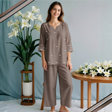 Women's Elegant Printed Night Suit Set