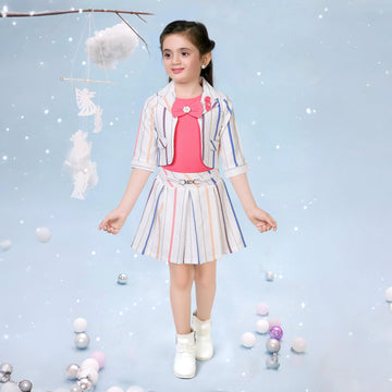 Girls Skirt & Blouse With Jacket