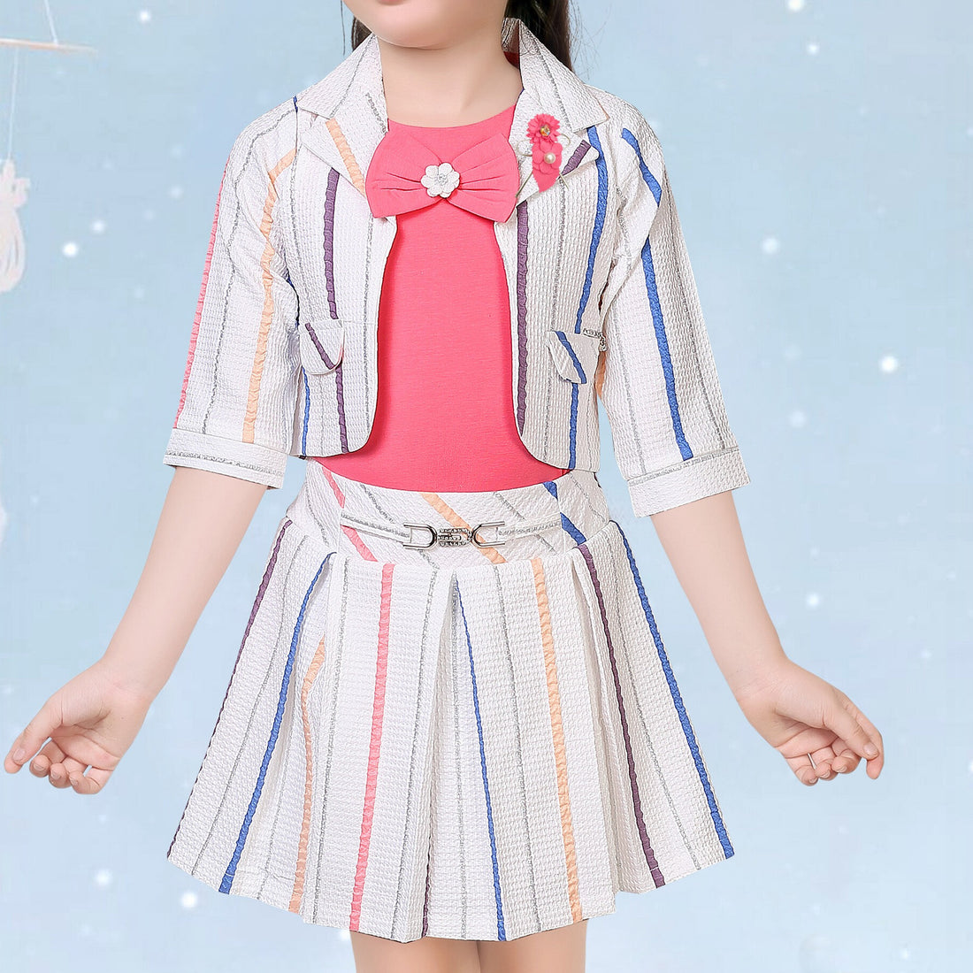 Girls Skirt & Blouse With Jacket