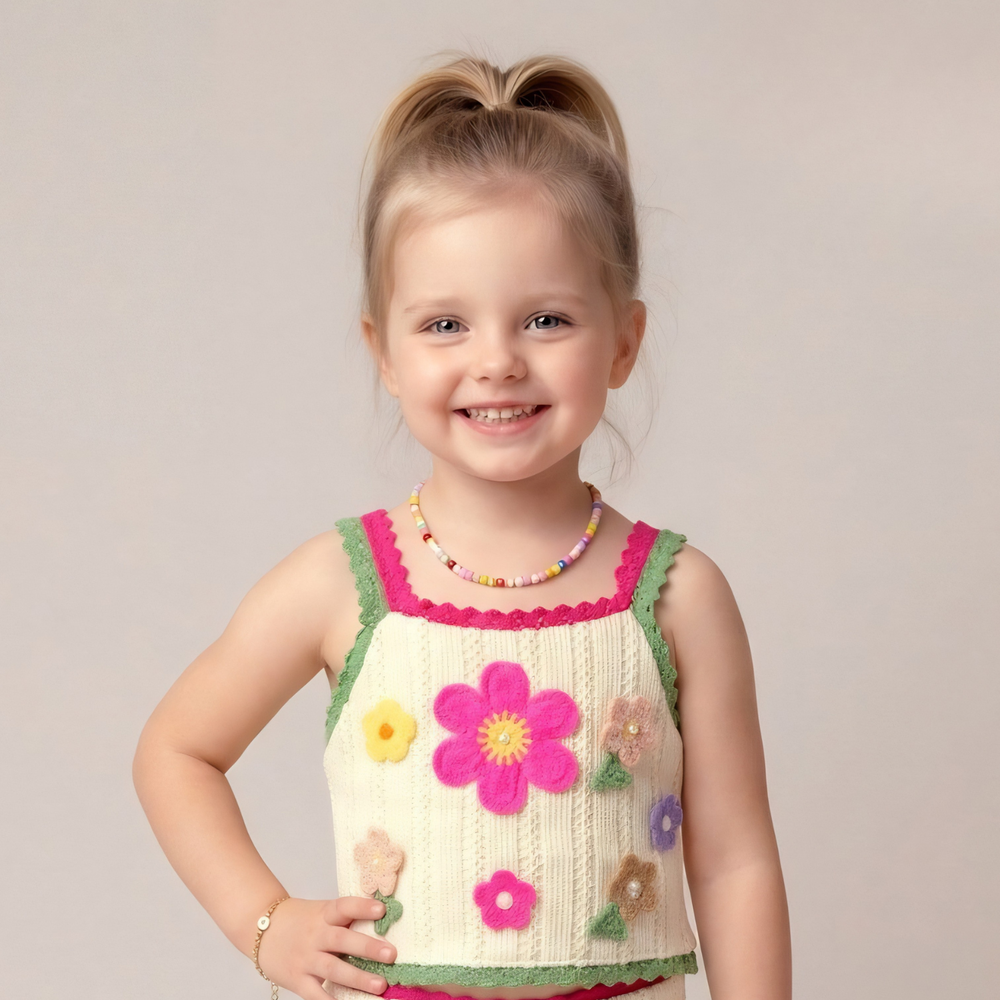 Stylish Baby girls Cream Crochet Skirt & Top Set
