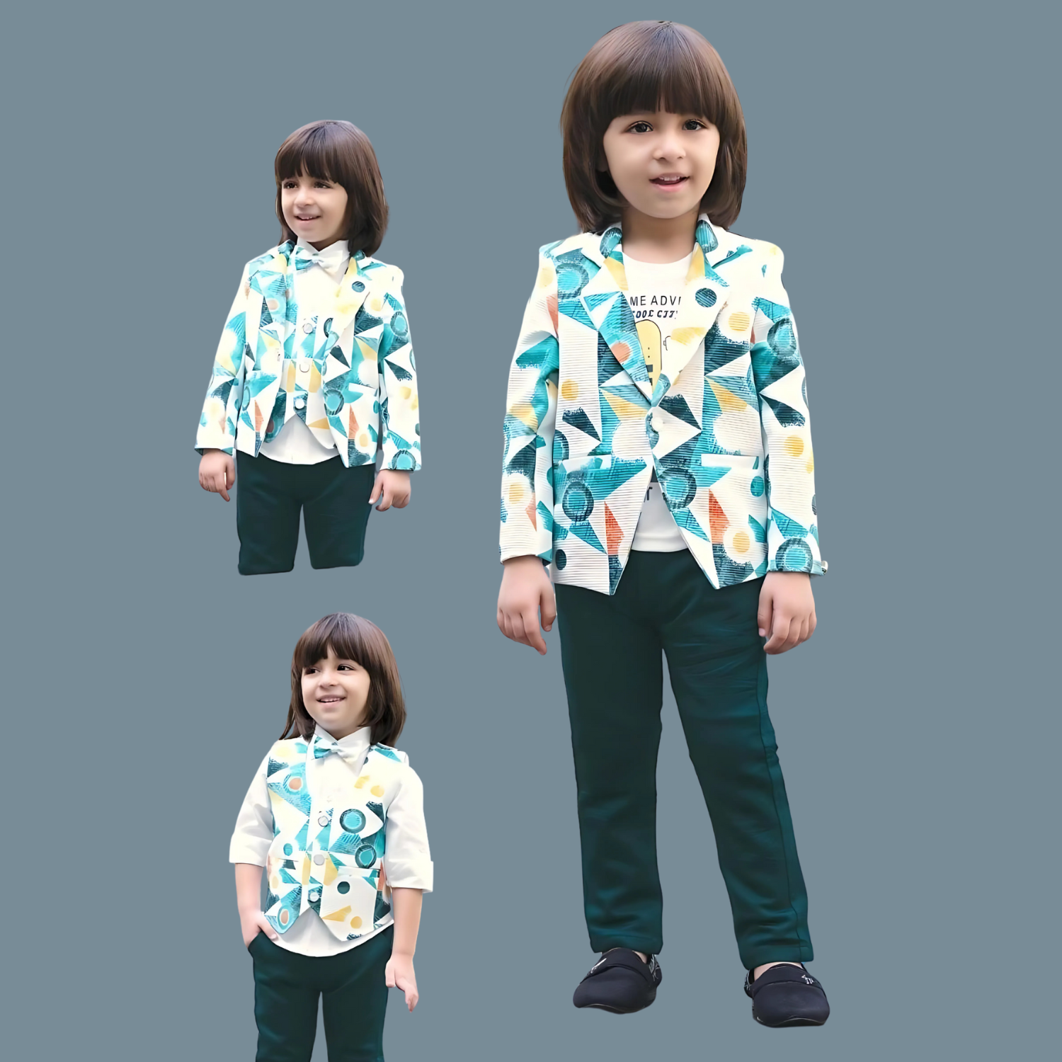 Green Boys Festive & Party Blazer And Pant Set