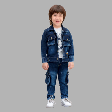 Boys Stylish Denim Jacket And Jeans Trendy Outfit