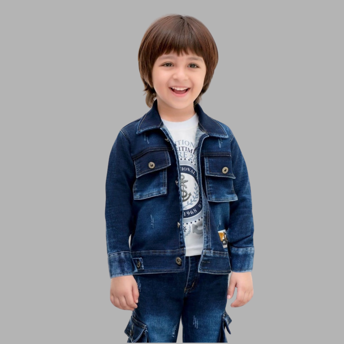 Boys Stylish Denim Jacket And Jeans Trendy Outfit