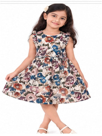 Girls Cotton Floral Printed Frock