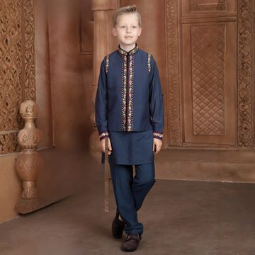 Boys Blue Festive & Party Kurta and Pyjama Set