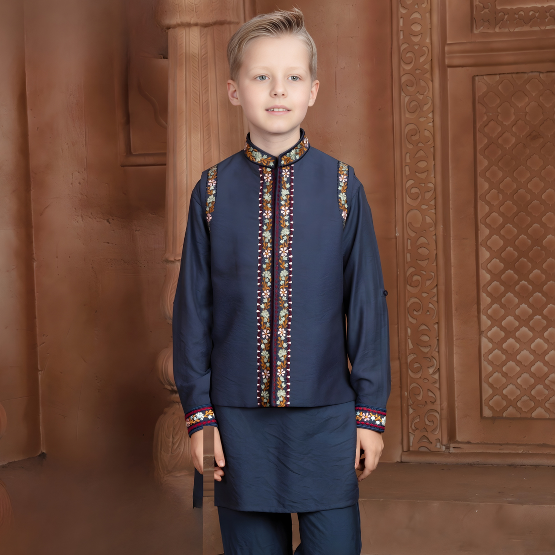 Boys Blue Festive & Party Kurta and Pyjama Set