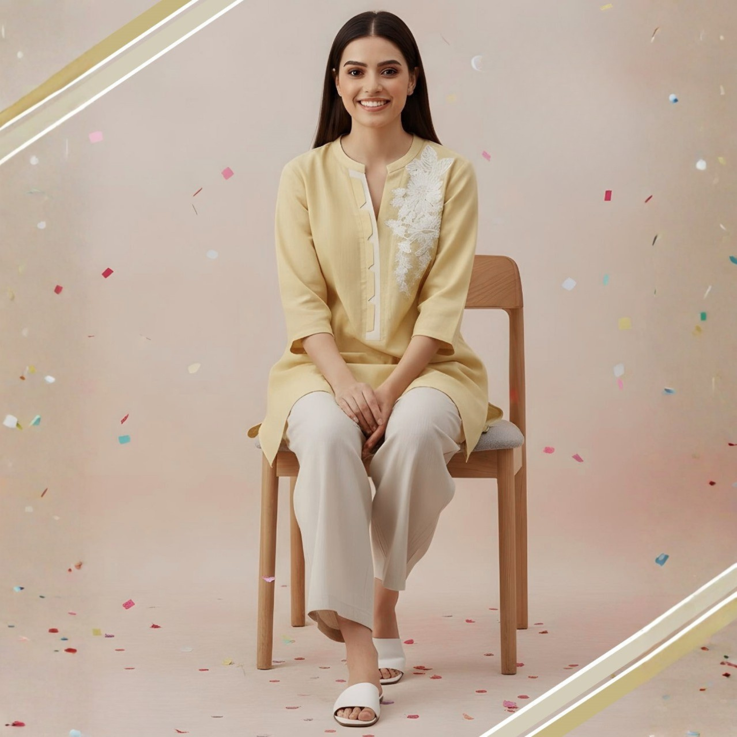 Yellow Stylish Night Suit Set For Women