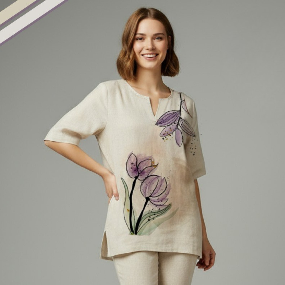 Fawn Stylish Floral Printed Night Suit Set