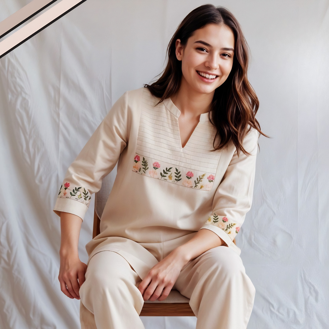 Fawn Stylish Floral Printed Night Suit Set