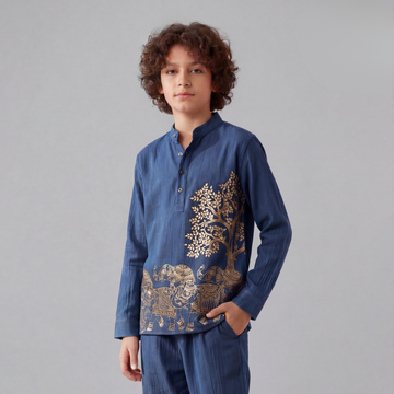 Boys Stylish Printed Cotton Kurta Shirt – Casual & Festive Wear