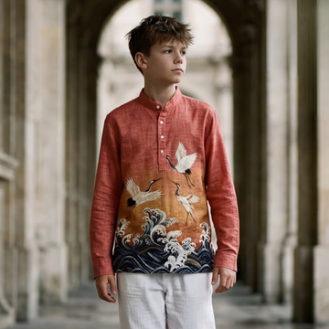 Boys Stylish Printed Full Sleeve Shirt Kurta Shirt