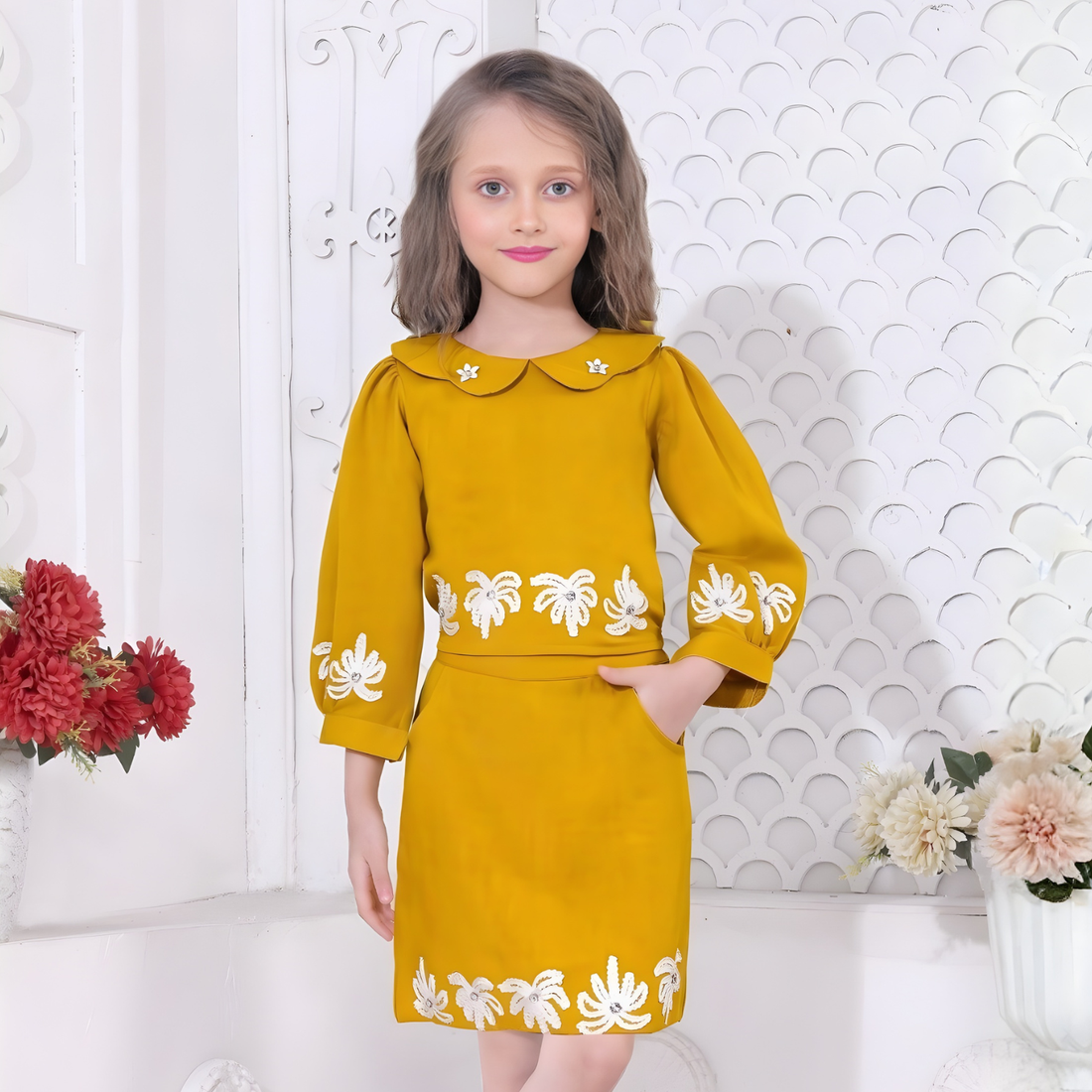 Girls Mustard Lovely Skirt Top (Extra 10% OFF @ Checkout)