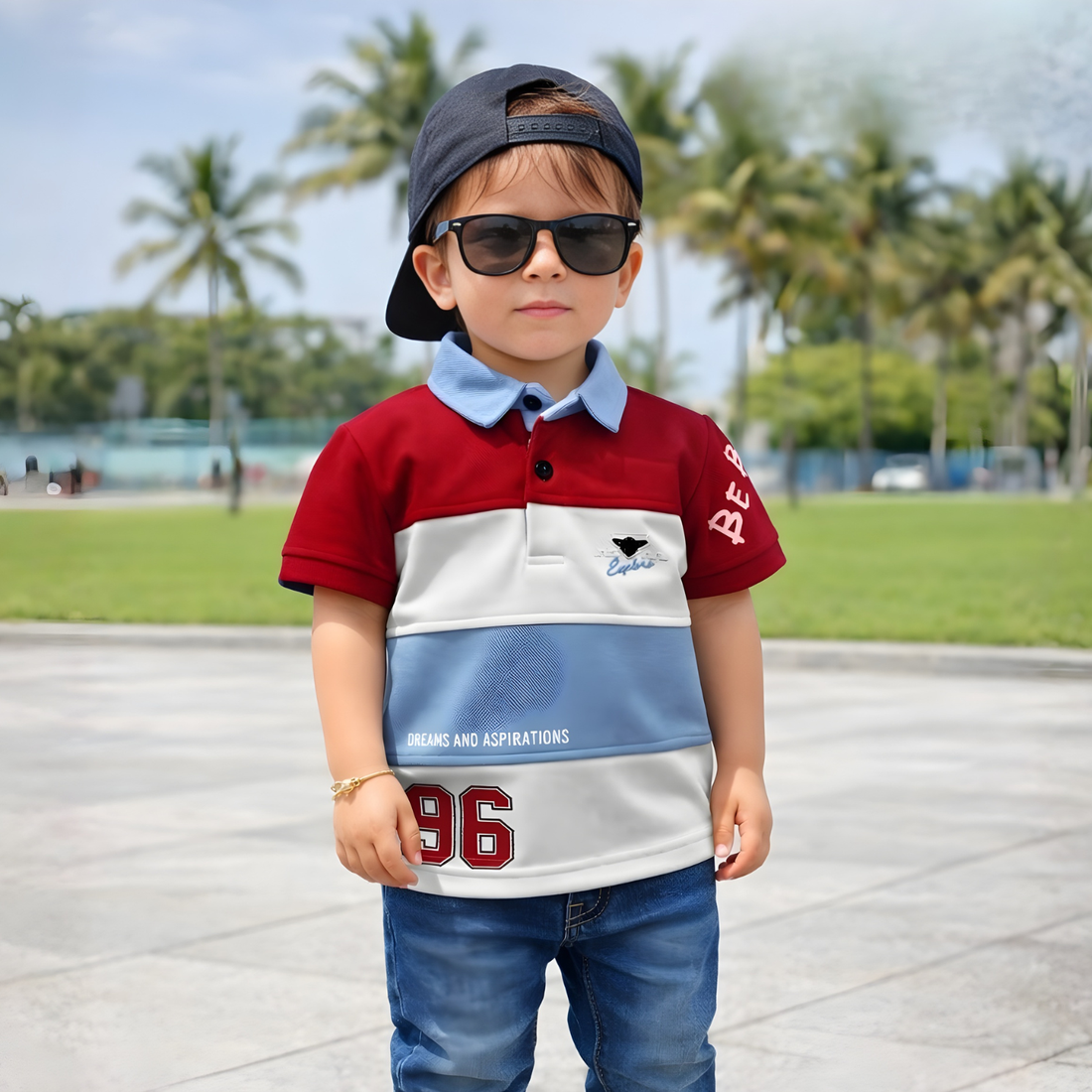 Stylish Boys Half Sleeve Collar T-Shirt