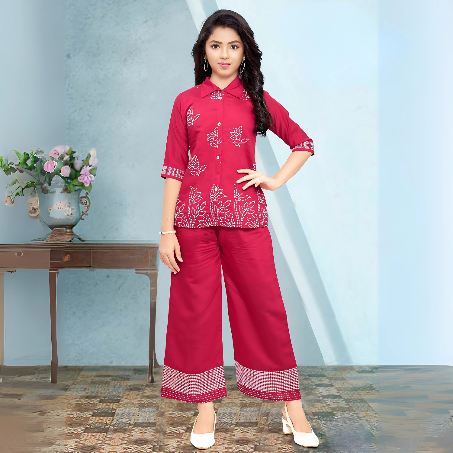 Rani Printed Silk Palazzo Suit For Festival