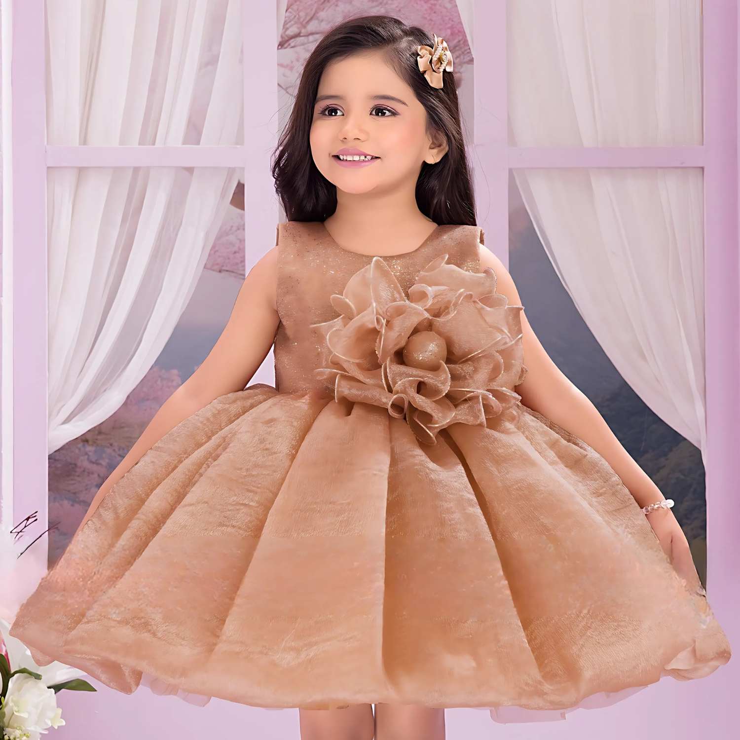 Girl Stylish Party Frock with Big Bow