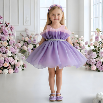 Girls Trendy Fashionable Stylish Sleeveless Net Party Frock