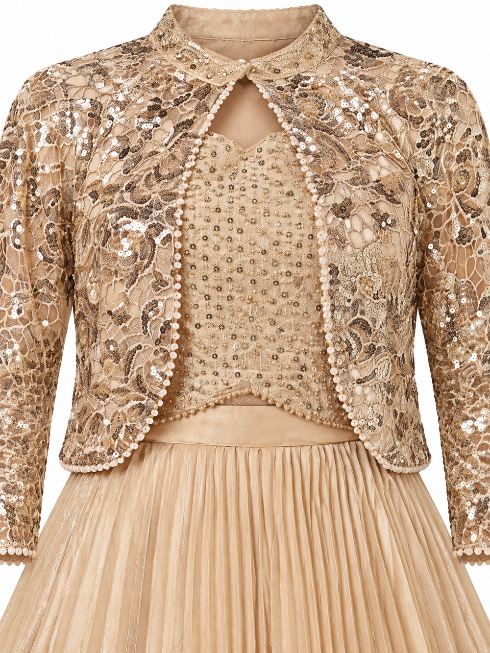 Girls Fawn Lehenga Choli with Jacket