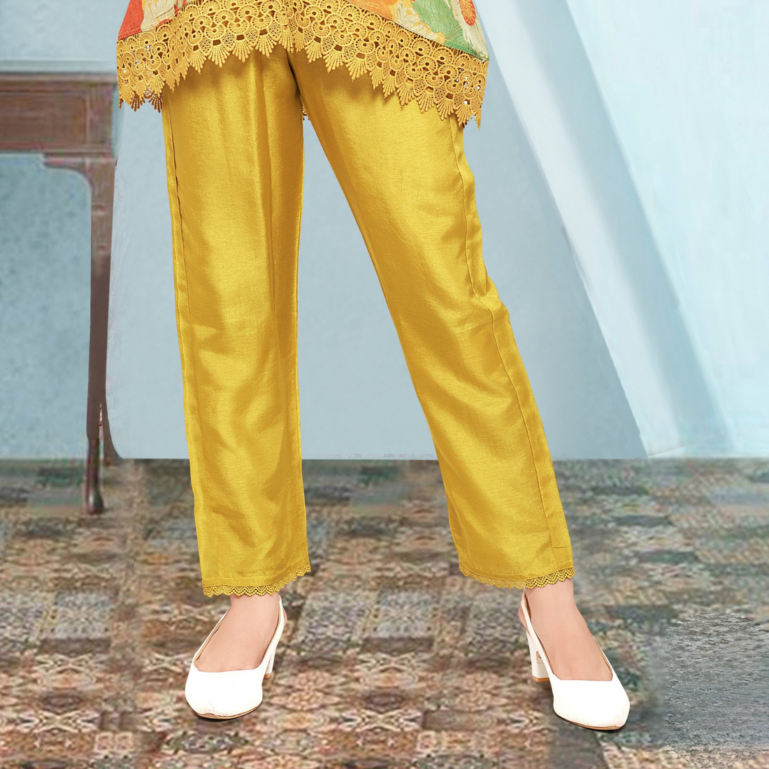 Yellow Printed Tunic Pant Set