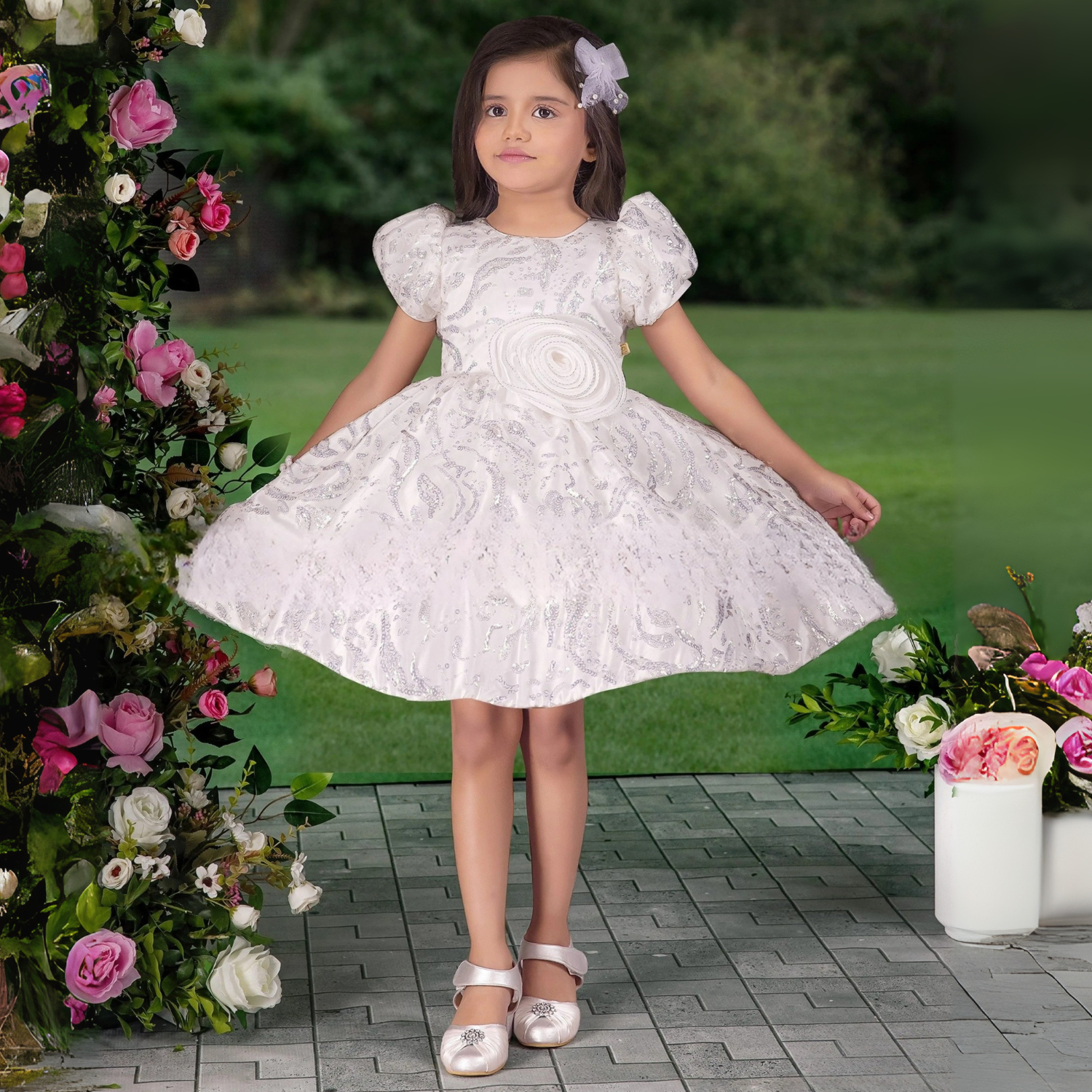 White Colour Party Frock