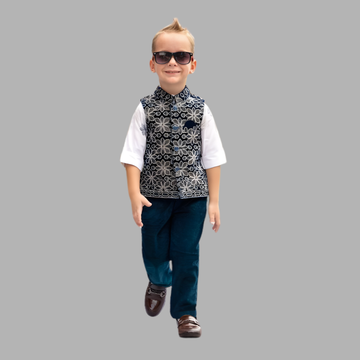 Partywear Nehru Jacket Full Sleeves Shirt Pant Set