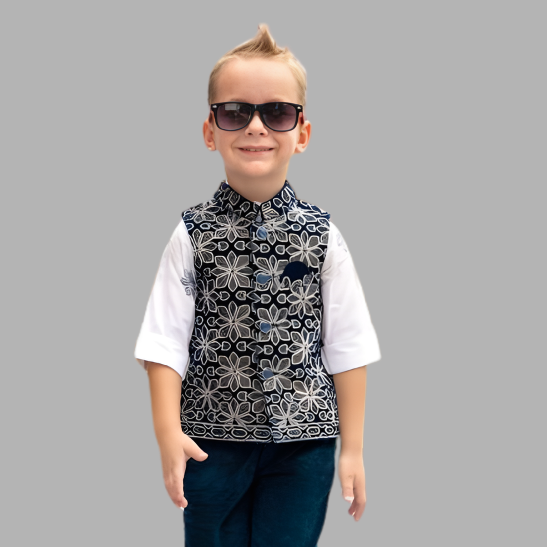 Partywear Nehru Jacket Full Sleeves Shirt Pant Set