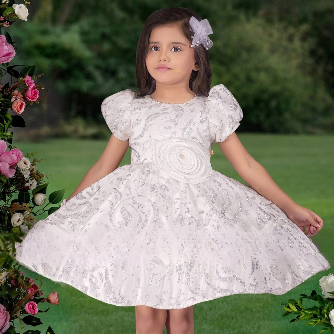 White Colour Party Frock