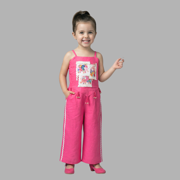 Pink Cotton Silk Patch Work Palazzo Set