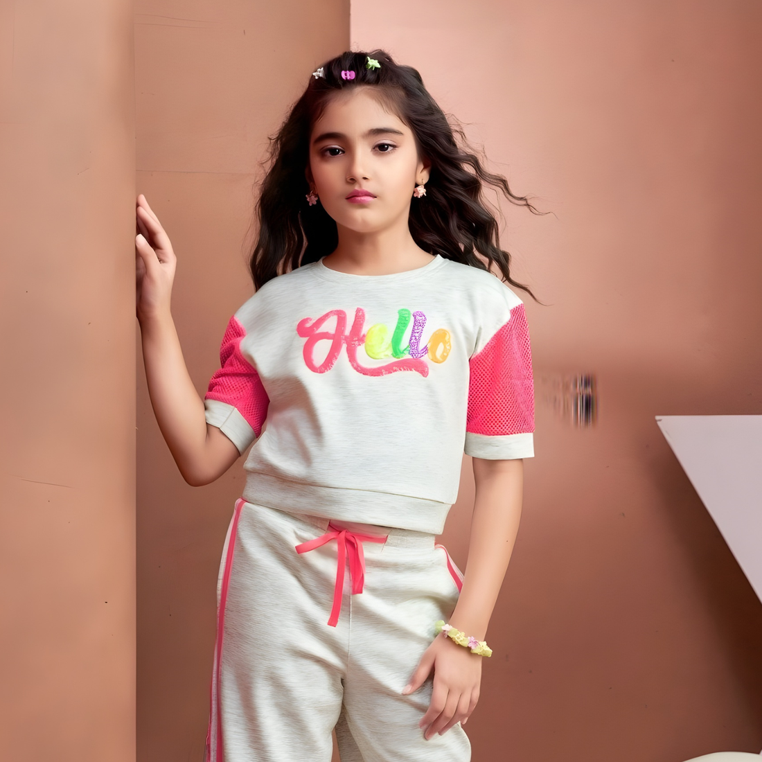 Wine Trendy Co-ord Set For Girls