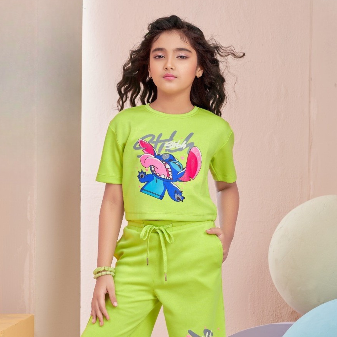 GIRLS GREEN PRINTED CO-ORD SET
