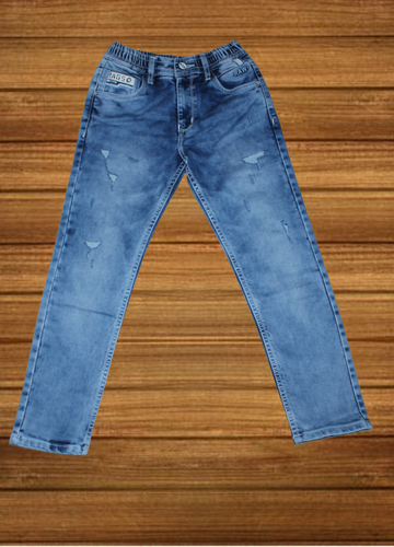 Light Blue Washed Denim Jeans For Boys