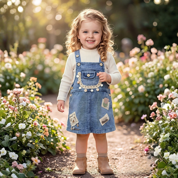 Stylish Denim Dungaree Style Frock For Kids