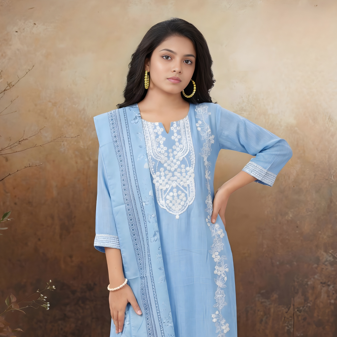 Trendy Girls Fashion Cotton Kurti Set