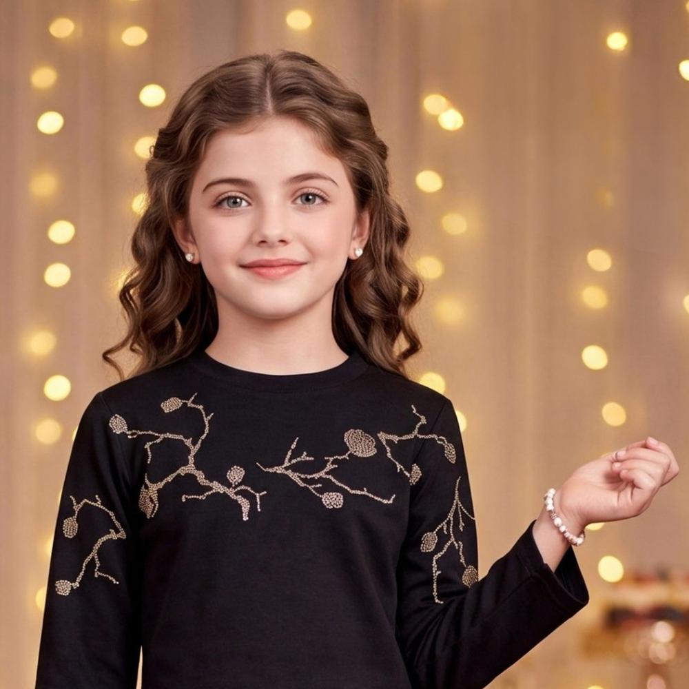 Golden Embroidered Black Co-ord Set