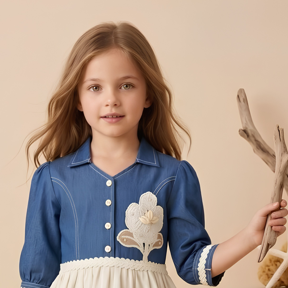 Girls Cute Fashionable Festive Stylish 3/4 Sleeves Frock