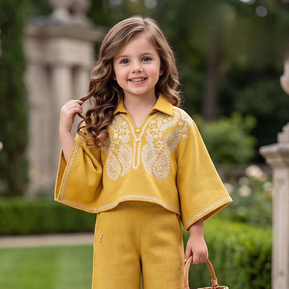 Trendy Girls Rayon Embroidered Co-Ord Set