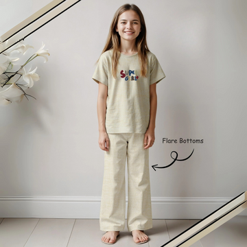 Fawn Stylish Printed Night Suit Set For Girls