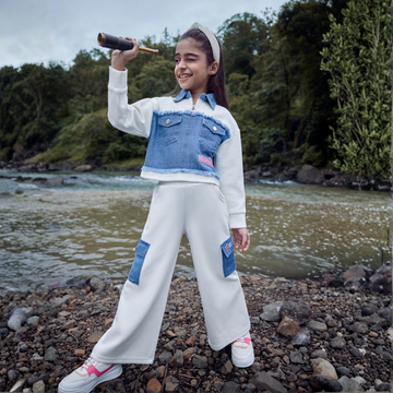 Girls White Casual Full Sleeves Pant Set
