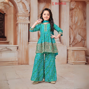 Rama Green  Top and Sharara Set for Girls