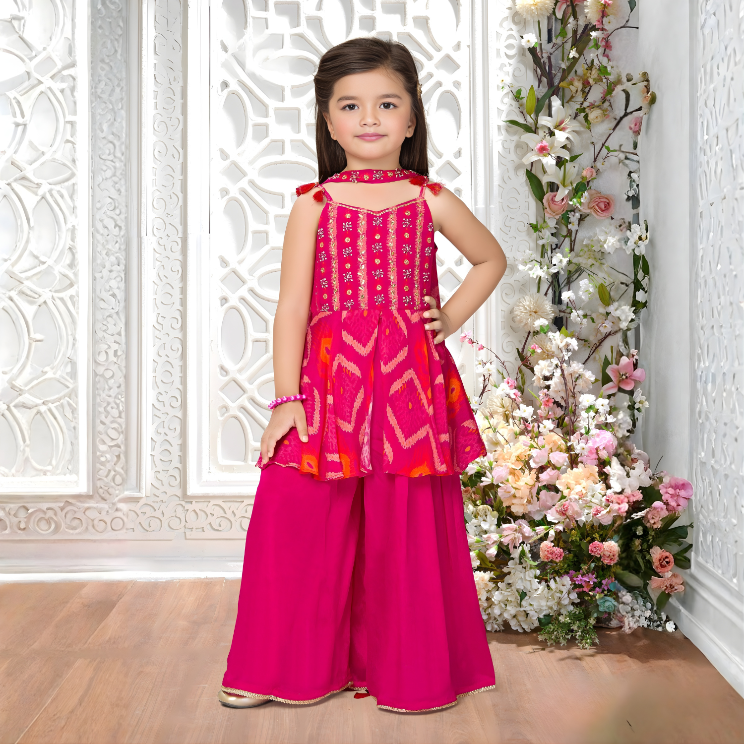 Rani Pink Peplum Top with Palazzo Pants