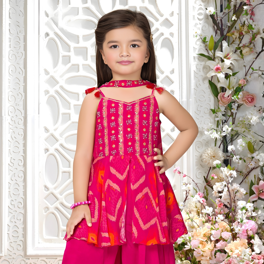 Rani Pink Peplum Top with Palazzo Pants