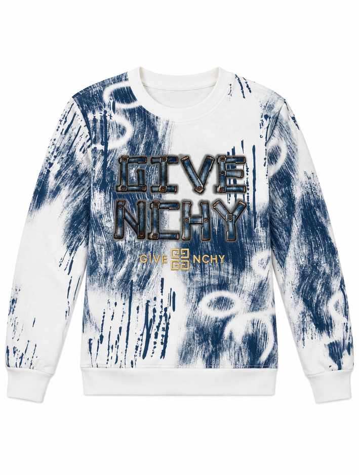 Boys White and Blue Graphic Sweatshirt