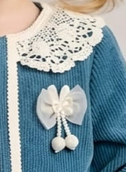 Girls Blue Lace Collar Jacket and Frock Set (Shoes Not Included)
