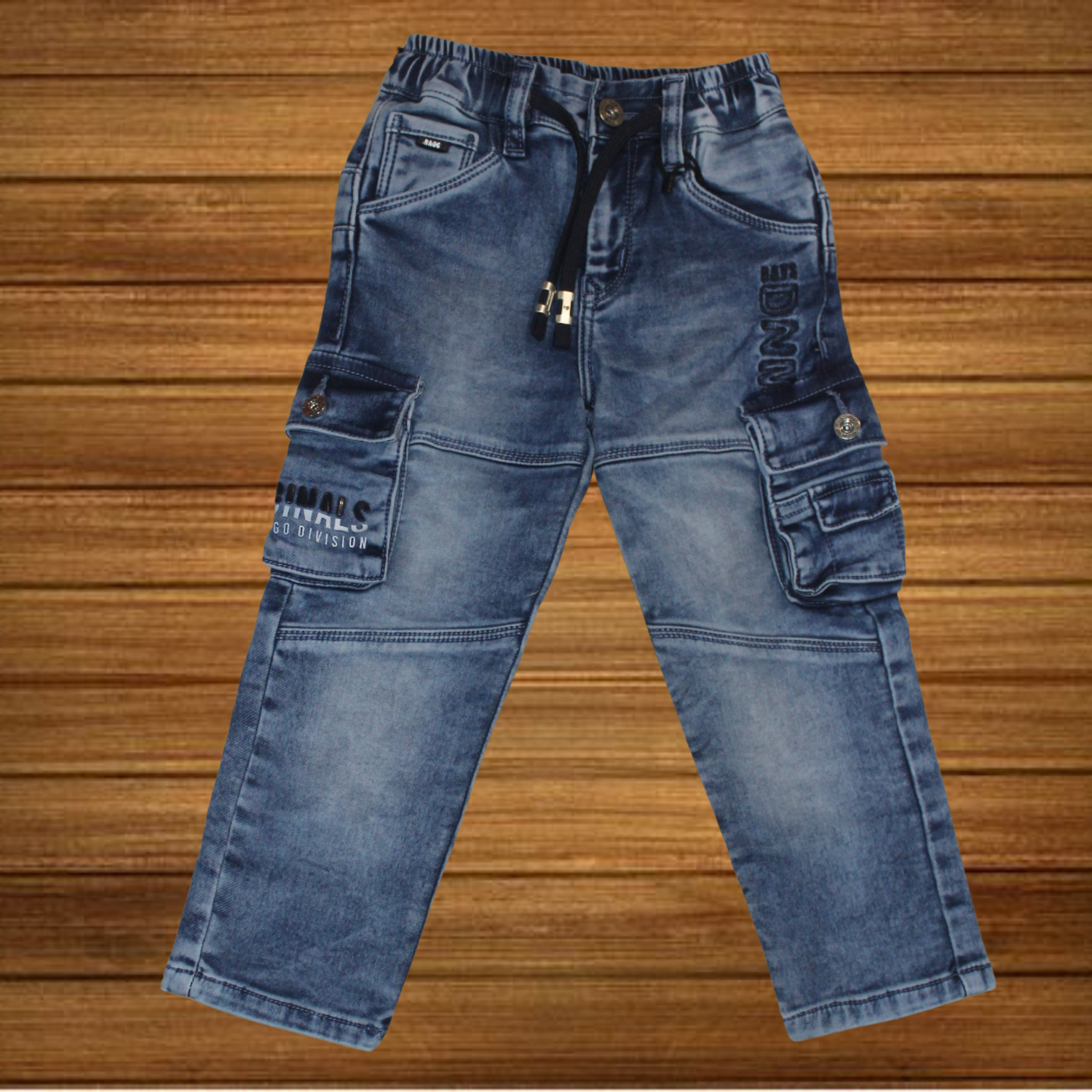 Light Blue Washed Cargo Jeans
