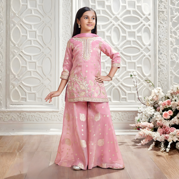 Light Pink Palazzo Suit With Dupatta