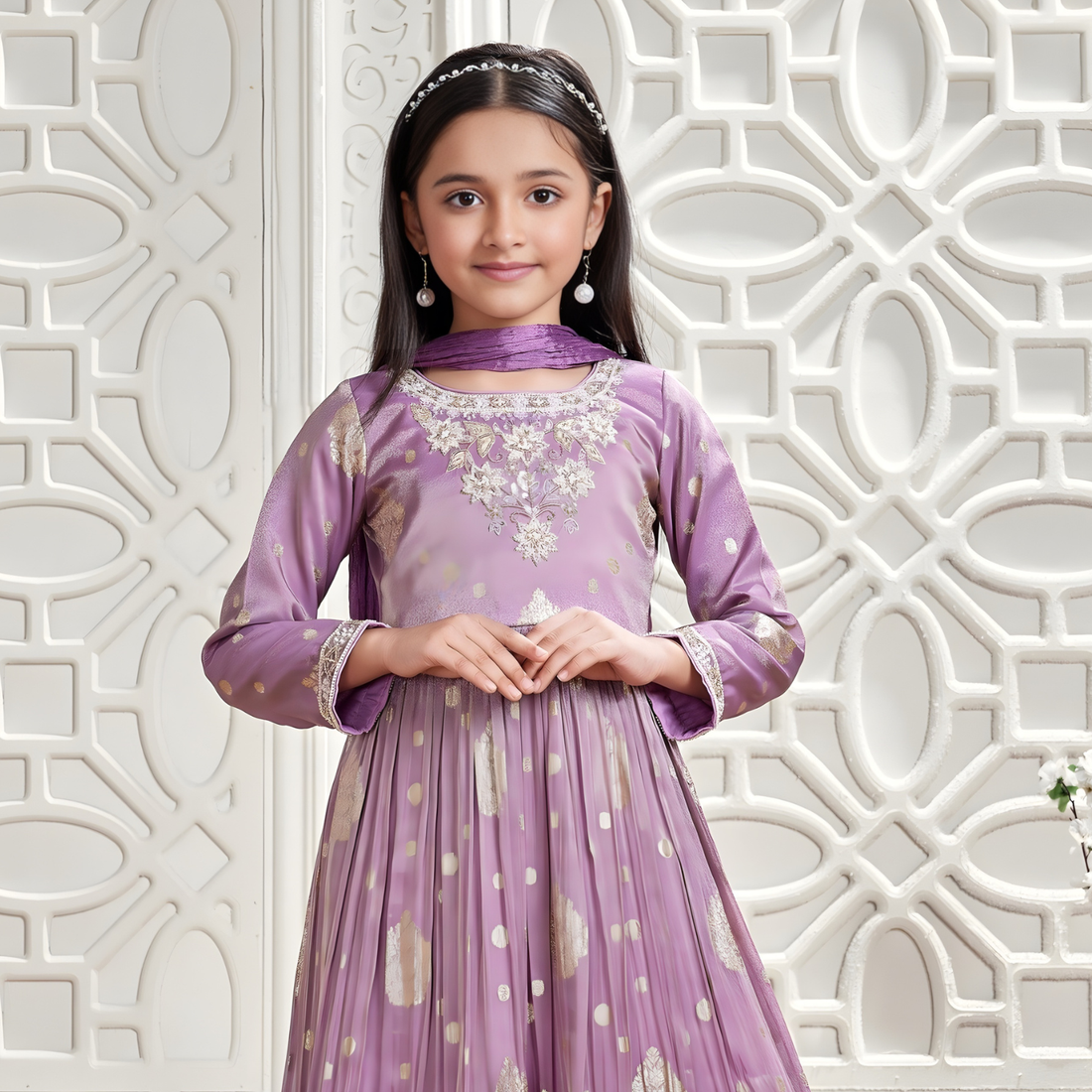 Elegant Purple Embroidered Sharara Suit Set