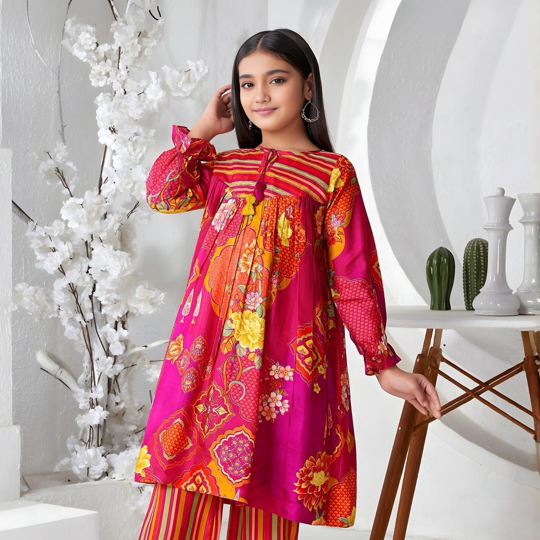 Rani Floral Printed Gathered Festive Flared Suit Set