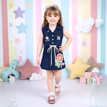 Girls Blue A-Line Knee-Length Frock