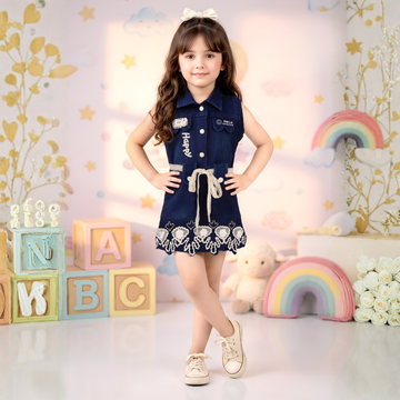 Stylish Girls Denim Western Frock