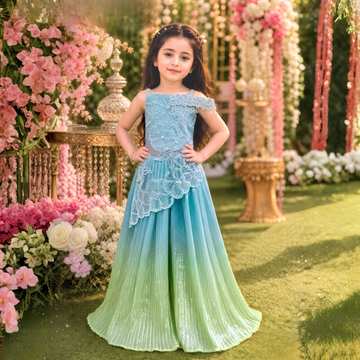 Elegant Green Floral Embellished Lehenga Choli Set