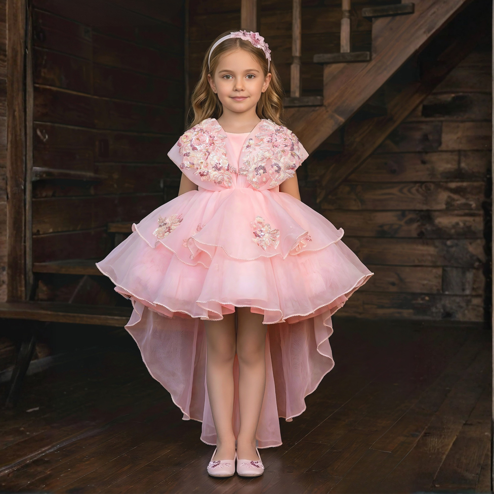 “Stylish Kids Pink Party Wear Frock